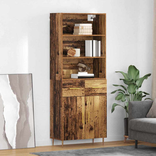 Highboard Altholz 69,5 x 34 x 180 cm Holzwerkstoff