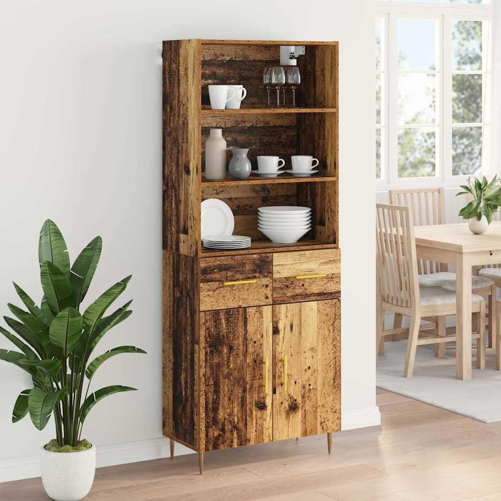 Highboard Altholz 69,5 x 34 x 180 cm Holzwerkstoff