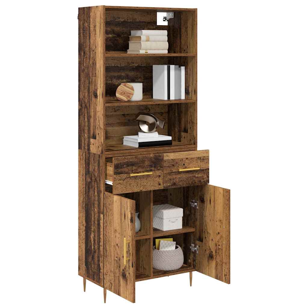 Highboard Altholz 69,5 x 34 x 180 cm Holzwerkstoff