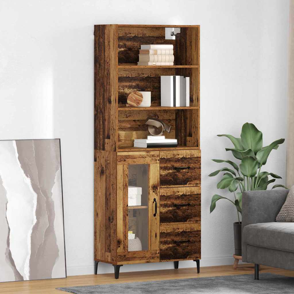 Highboard Altholz 69,5 x 34 x 180 cm Holzwerkstoff