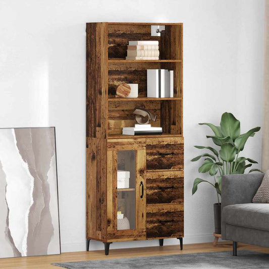 Highboard Altholz 69,5 x 34 x 180 cm Holzwerkstoff