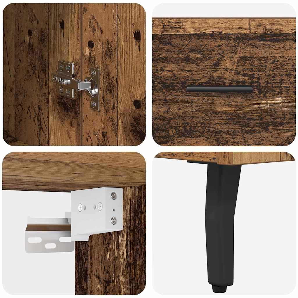 Highboard Altholz 69,5 x 34 x 180 cm Engineered Wood und Glas