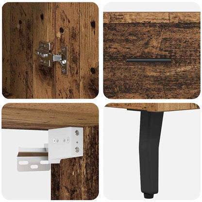 Highboard Altholz 69,5 x 34 x 180 cm Engineered Wood und Glas