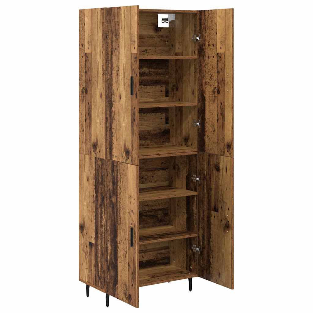 Highboard Altholz 69,5 x 34 x 180 cm Engineered Wood und Glas