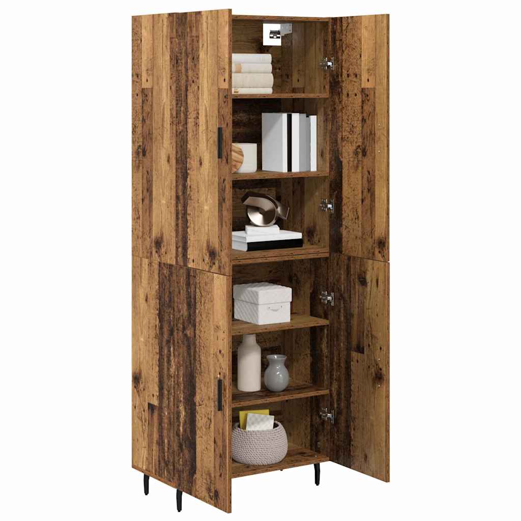 Highboard Altholz 69,5 x 34 x 180 cm Engineered Wood und Glas