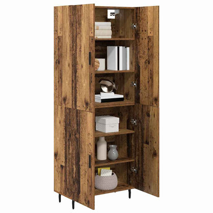 Highboard Altholz 69,5 x 34 x 180 cm Engineered Wood und Glas