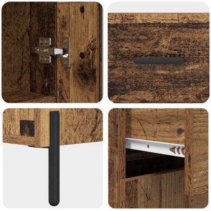 Highboard Wandmontiert Altholz 69,5 x 34 x 180 cm Holzwerkstoff