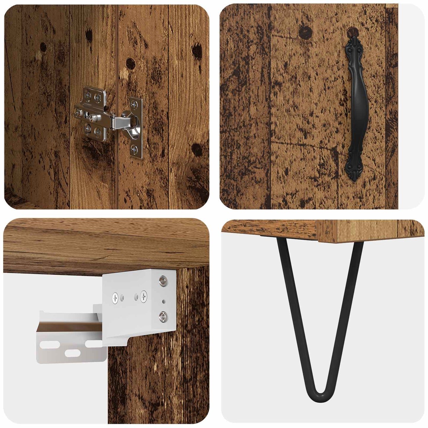 Highboard 2 pcs Altholz Ingenieurholz und Glas