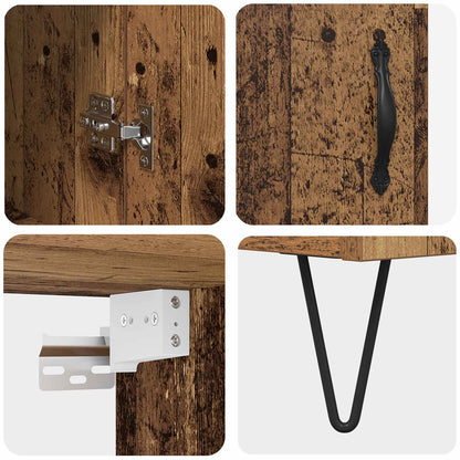 Highboard 2 pcs Altholz Ingenieurholz und Glas