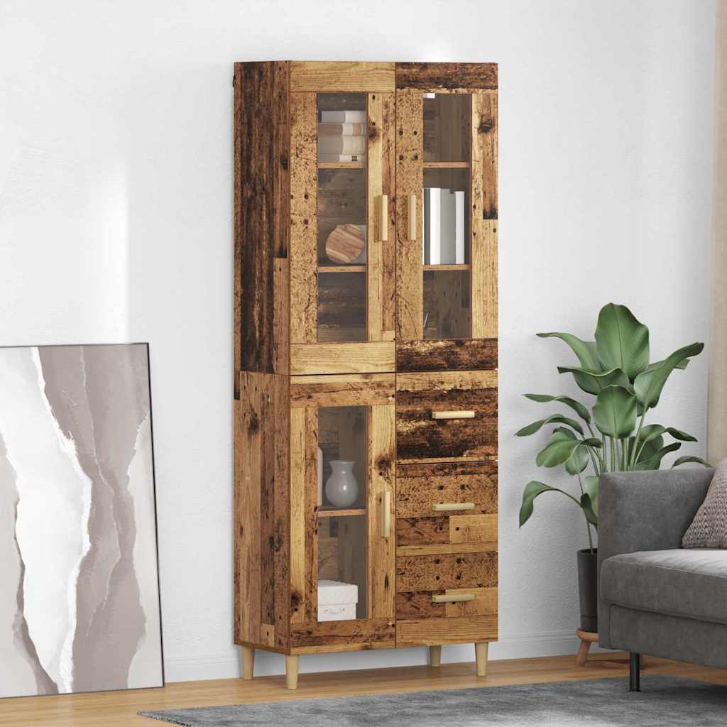 Highboard Altholz 69,5 x 34 x 180 cm Holzwerkstoff