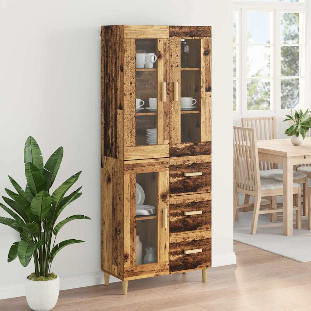 Highboard Altholz 69,5 x 34 x 180 cm Holzwerkstoff