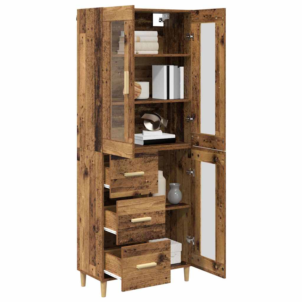 Highboard Altholz 69,5 x 34 x 180 cm Holzwerkstoff