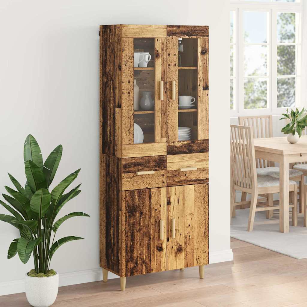 Highboard Altholz 69,5 x 34 x 180 cm Holzwerkstoff