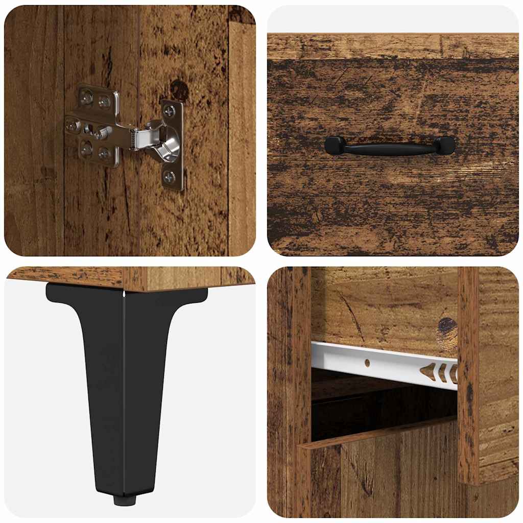 Highboard Wandmontiert Altholz 69,5 x 34 x 180 cm Holzwerkstoff