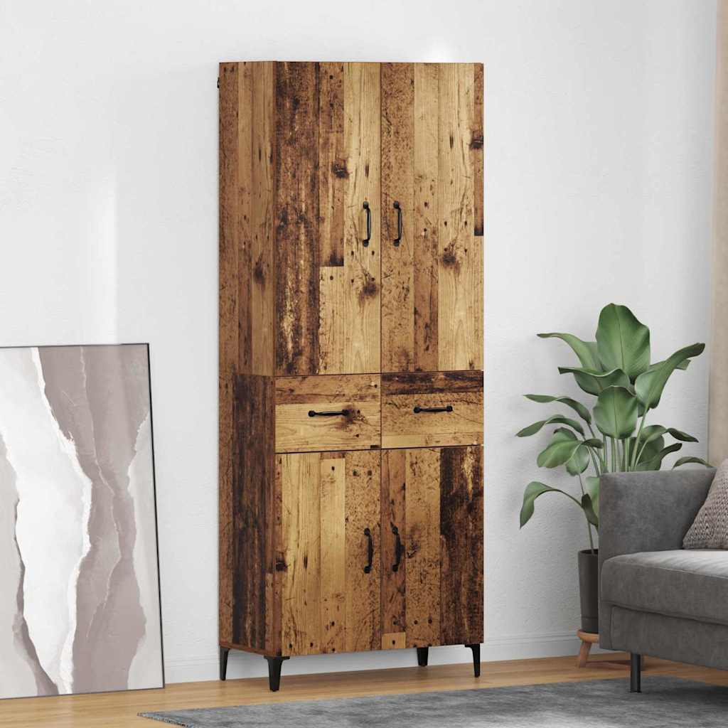 Highboard Wandmontiert Altholz 69,5 x 34 x 180 cm Holzwerkstoff