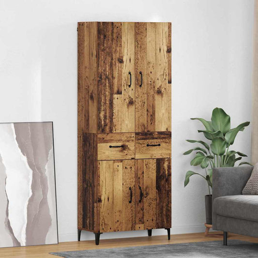 Highboard Wandmontiert Altholz 69,5 x 34 x 180 cm Holzwerkstoff