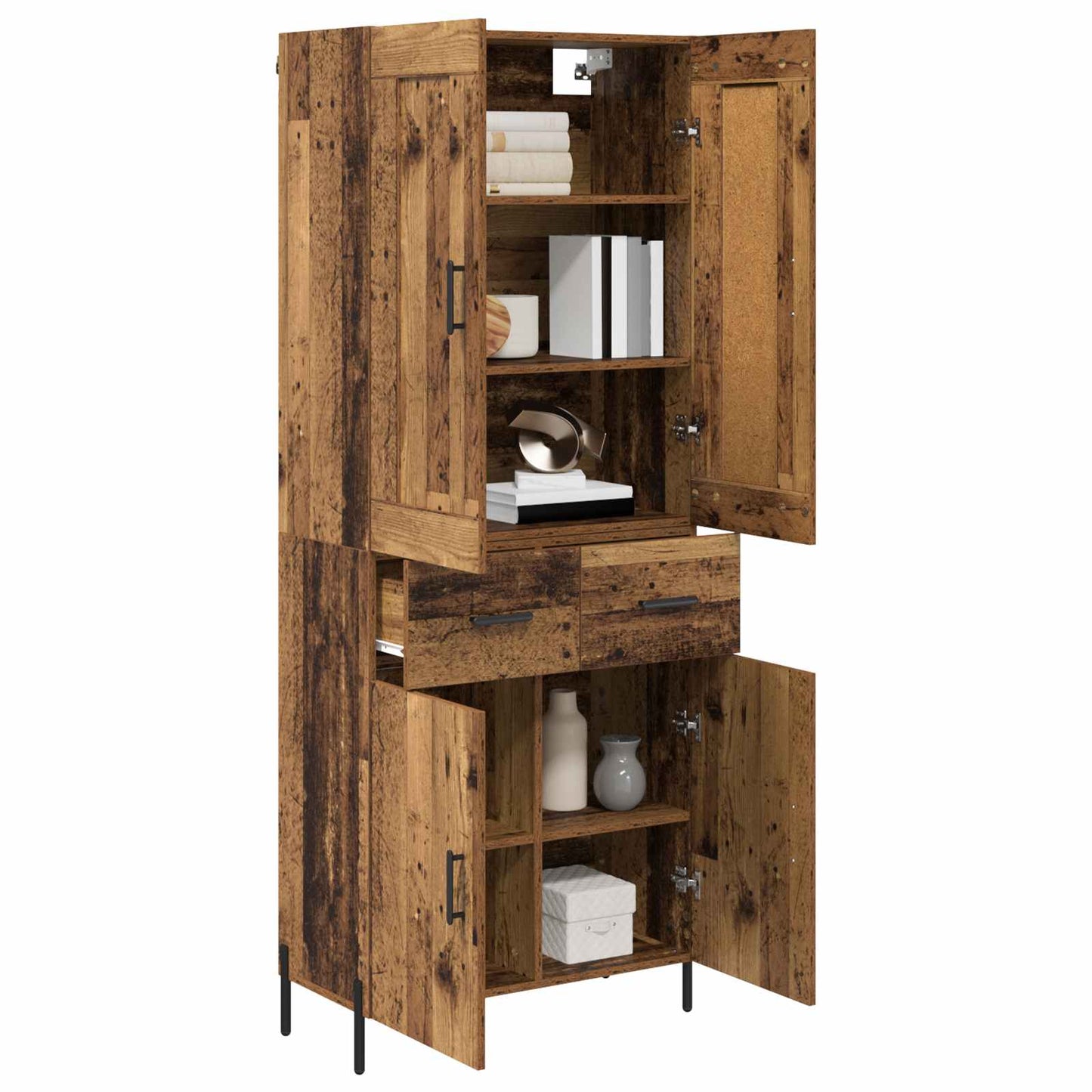 Highboard 2 pcs Altholz Holzwerkstoff