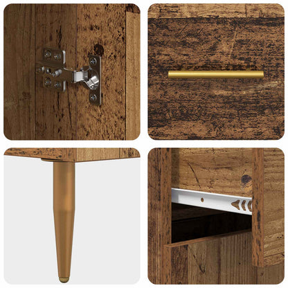 Highboard Wandmontiert Altholz 69,5 x 34 x 180 cm Holzwerkstoff