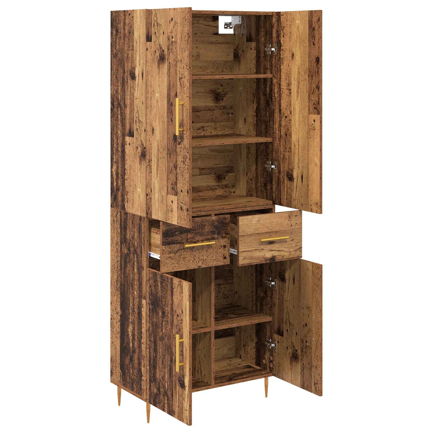 Highboard Wandmontiert Altholz 69,5 x 34 x 180 cm Holzwerkstoff