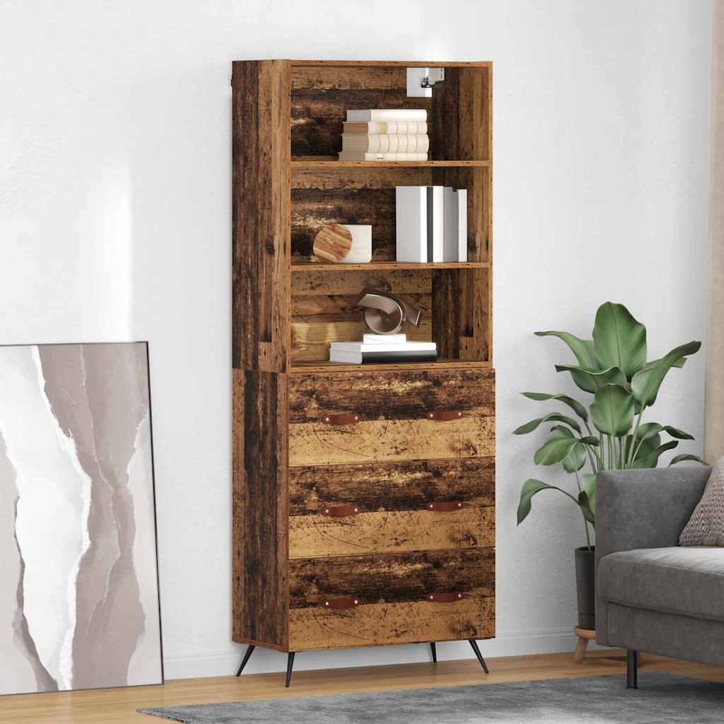 Highboard Altholz 69,5 x 34 x 180 cm Holzwerkstoff