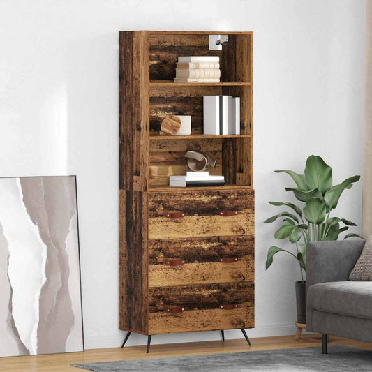 Highboard Altholz 69,5 x 34 x 180 cm Holzwerkstoff
