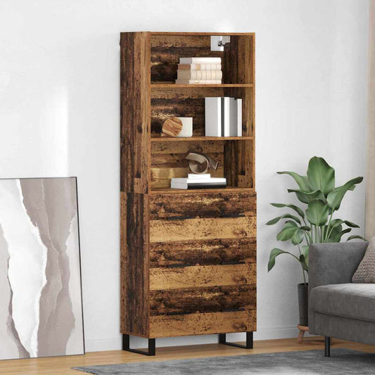 Highboard Altholz 69,5 x 34 x 180 cm Holzwerkstoff