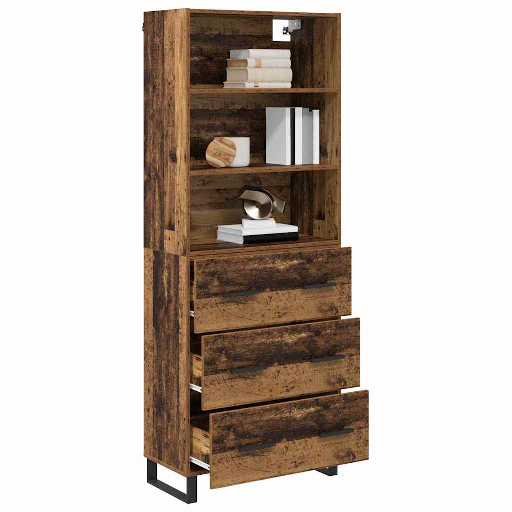 Highboard Altholz 69,5 x 34 x 180 cm Holzwerkstoff