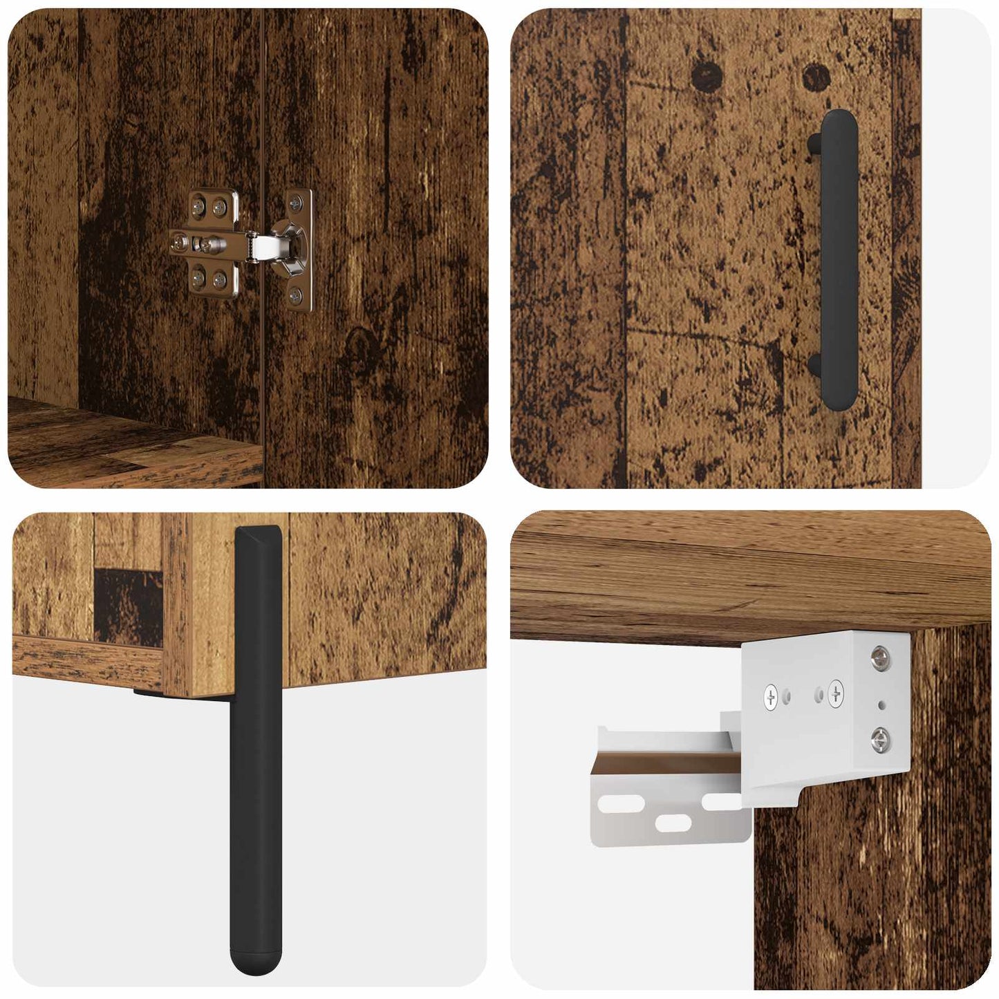 Highboard Wandmontiert Altholz 69,5 x 34 x 180 cm Holzwerkstoff