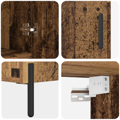 Highboard Wandmontiert Altholz 69,5 x 34 x 180 cm Holzwerkstoff