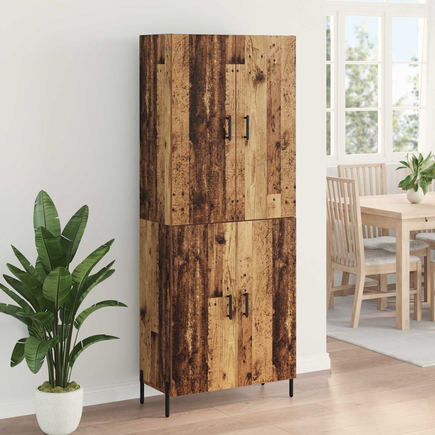 Highboard Wandmontiert Altholz 69,5 x 34 x 180 cm Holzwerkstoff