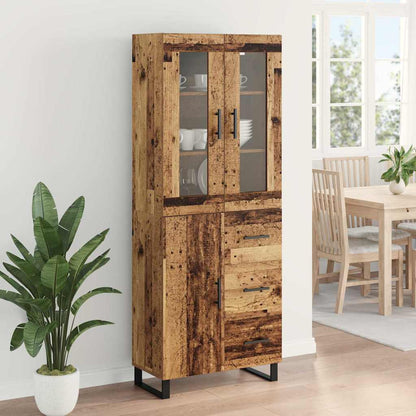 Highboard mit Schubladen 2 pcs Altholz Engineered Wood und Glas