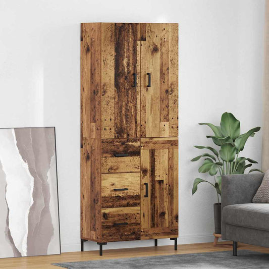 Highboard Wandmontiert Altholz 69,5 x 34 x 180 cm Holzwerkstoff
