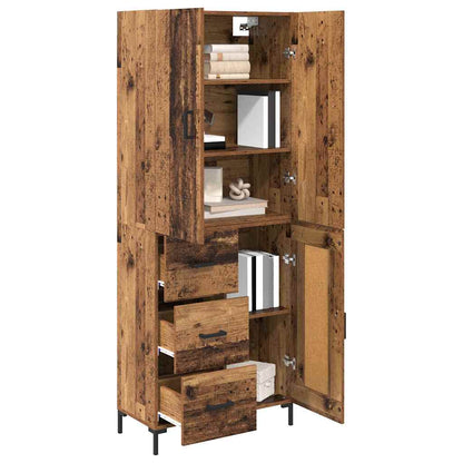 Highboard Wandmontiert Altholz 69,5 x 34 x 180 cm Holzwerkstoff