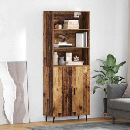 Highboard Altholz 69,5 x 34 x 180 cm Engineered Wood und Glas