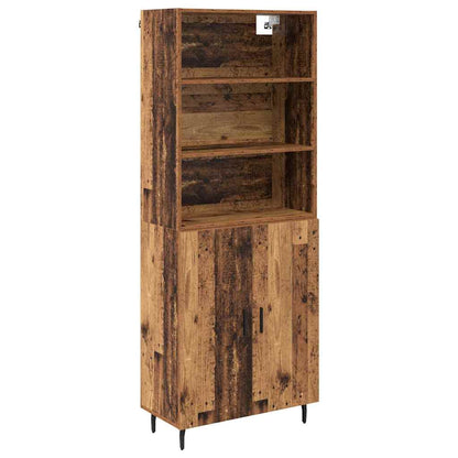 Highboard Altholz 69,5 x 34 x 180 cm Engineered Wood und Glas