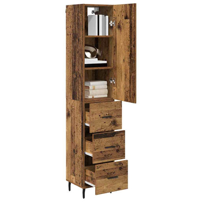Highboard Altholz 34,5 x 34 x 180 cm Holzwerkstoff