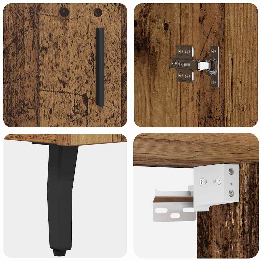 Highboard Altholz 69,5 x 34 x 180 cm Engineered Wood und Glas