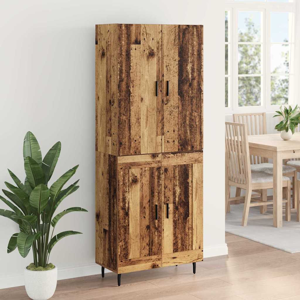 Highboard Altholz 69,5 x 34 x 180 cm Engineered Wood und Glas