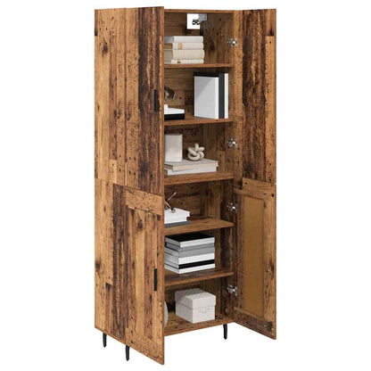 Highboard Altholz 69,5 x 34 x 180 cm Engineered Wood und Glas