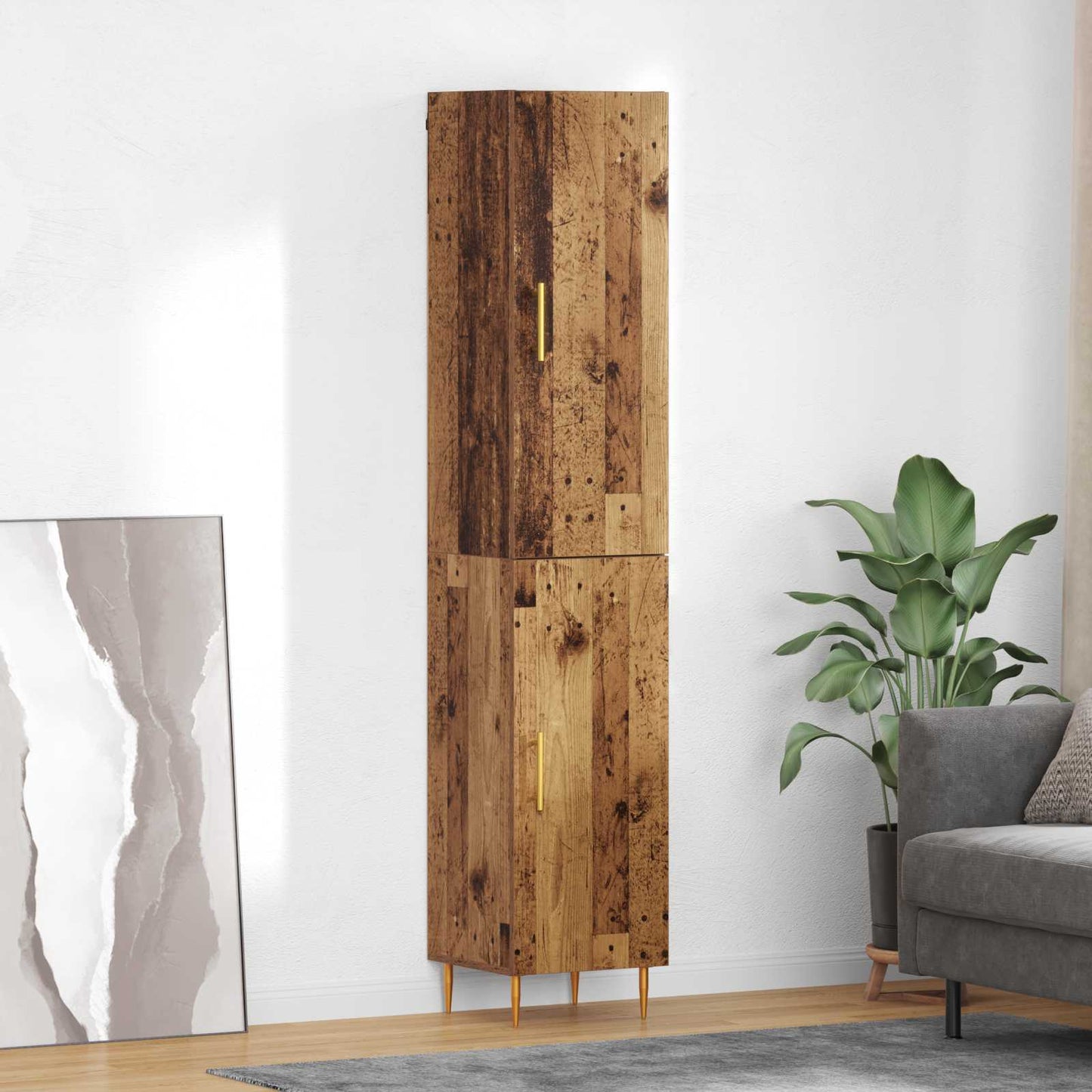 Highboard 2 pcs Altholz Holzwerkstoff