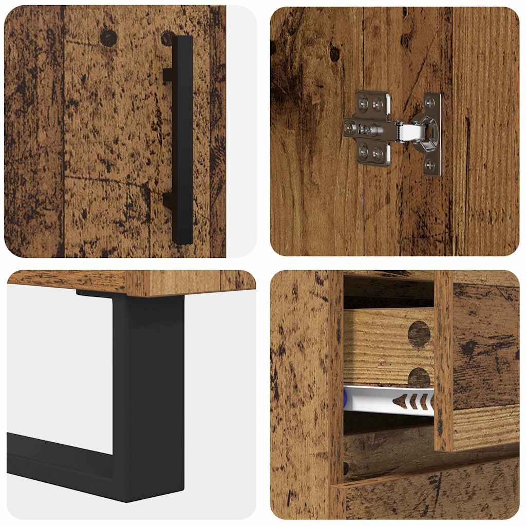 Highboard mit Schubladen 2 pcs Altholz Engineered Wood und Glas