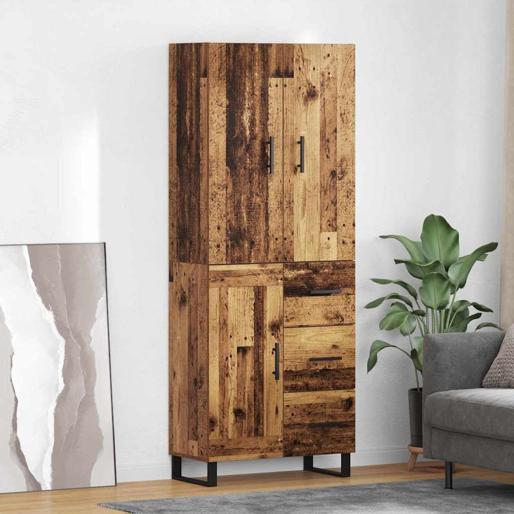 Highboard mit Schubladen 2 pcs Altholz Engineered Wood und Glas