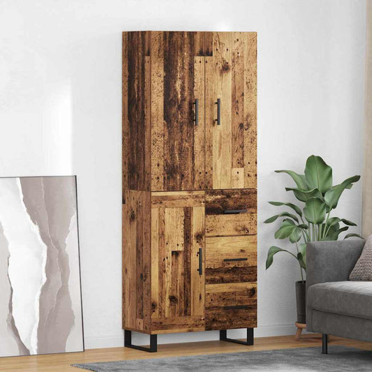 Highboard mit Schubladen 2 pcs Altholz Engineered Wood und Glas
