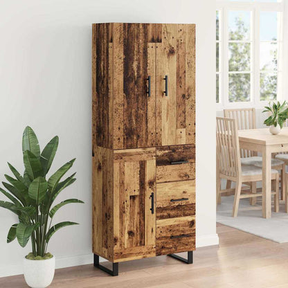 Highboard mit Schubladen 2 pcs Altholz Engineered Wood und Glas
