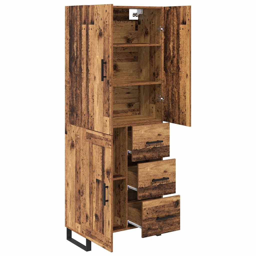 Highboard mit Schubladen 2 pcs Altholz Engineered Wood und Glas