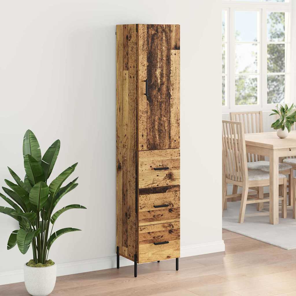 Highboard Altholz 34,5 x 34 x 180 cm Holzwerkstoff