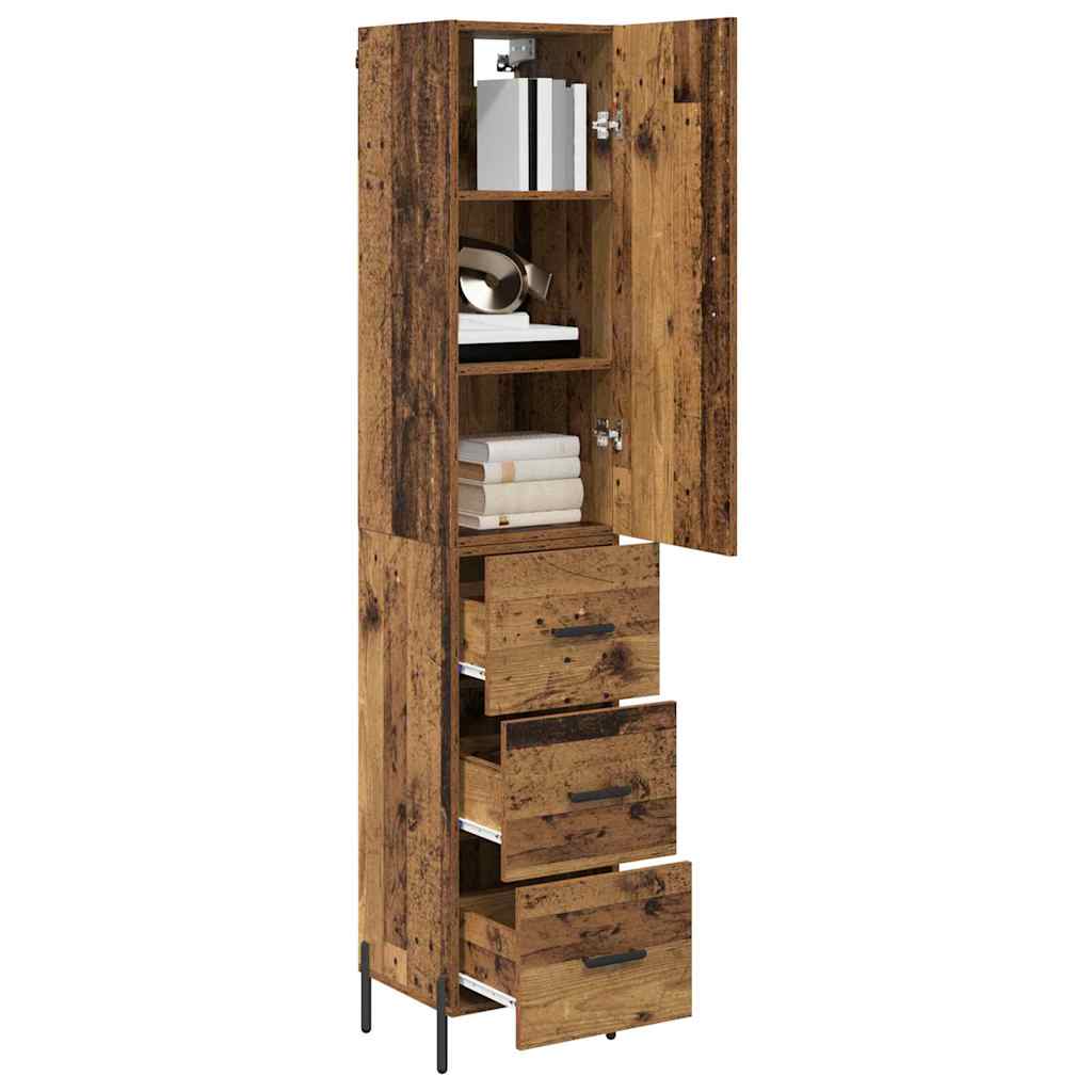 Highboard Altholz 34,5 x 34 x 180 cm Holzwerkstoff