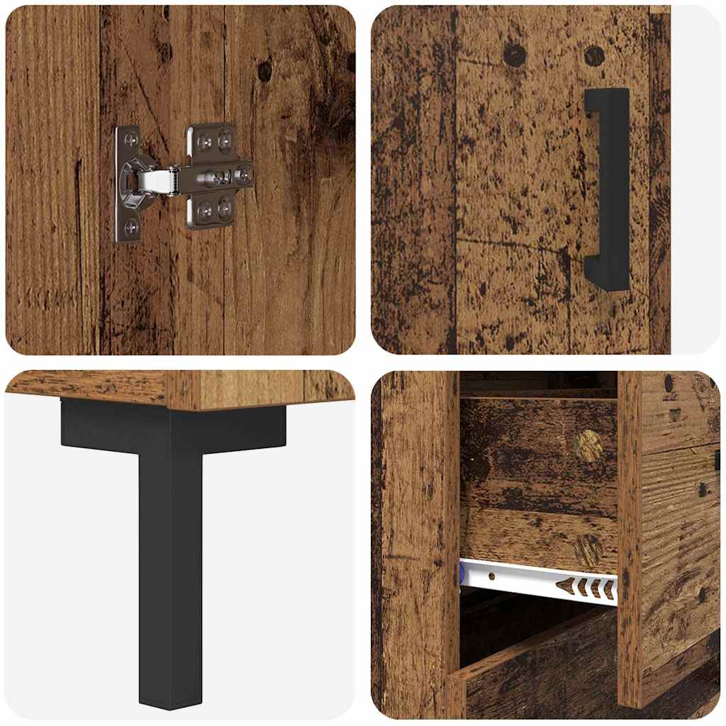 Highboard Wandmontiert Altholz 69,5 x 34 x 180 cm Holzwerkstoff