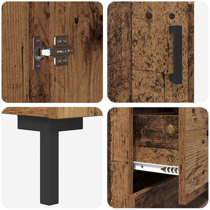 Highboard Wandmontiert Altholz 69,5 x 34 x 180 cm Holzwerkstoff