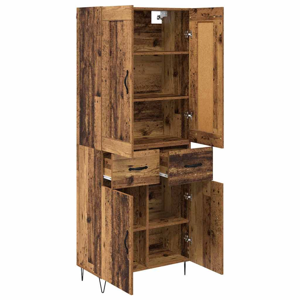 Highboard Altholz 69,5 x 34 x 180 cm Holzwerkstoff
